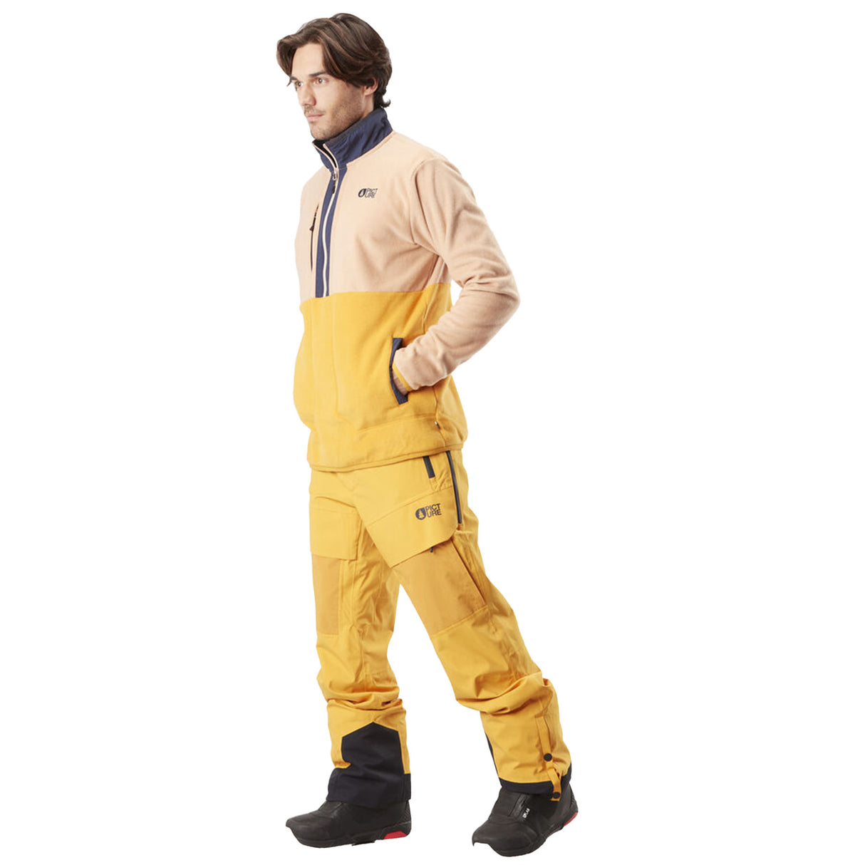 Picture Men's Mathew 1/4 Fleece Pullover Autumn Blaze/Latte / Small-Autumn Blaze/Latte / Medium-Autumn Blaze/Latte / Large-Autumn Blaze/Latte / X-Large - 53 Degrees North 