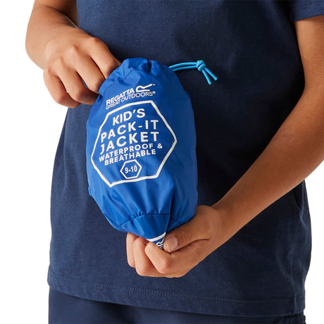 Regatta Kids' Pack-It Waterproof Packaway Jacket Olympian Blue / Age 3-4-Olympian Blue / Age 5-6-Olympian Blue / Age 7-8-Olympian Blue / Age 9-10-Olympian Blue / Age 11-12 #- 53 Degrees North 