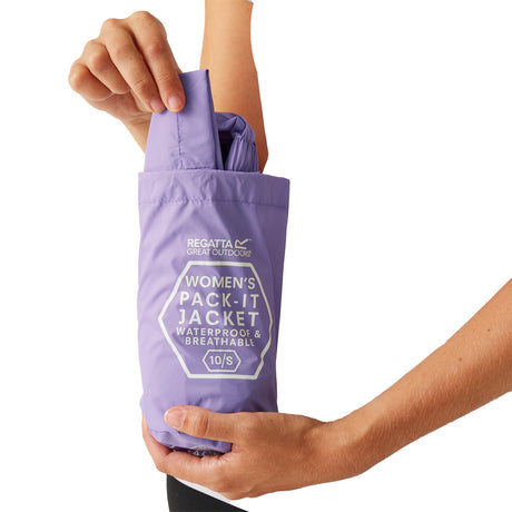 Regatta Women's Pack-It III Waterproof Jacket Wisteria / X-Small-Wisteria / Small-Wisteria / Medium-Wisteria / Large-Wisteria / X-Large #- 53 Degrees North 