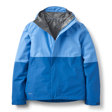 Rab Women's Downpour Waterproof Jacket Bluebird/Dark Bluebird / X-Small-Bluebird/Dark Bluebird / Small-Bluebird/Dark Bluebird / Medium-Bluebird/Dark Bluebird / Large-Bluebird/Dark Bluebird / X-Large - 53 Degrees North 