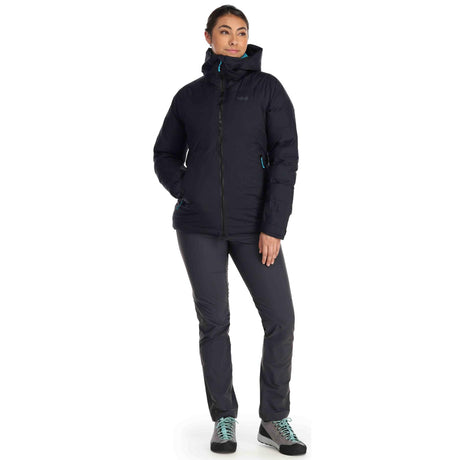 Rab Women's Valience Waterproof Down Jacket Black (Aquamarine) / X-Small-Black (Aquamarine) / Small-Black (Aquamarine) / Medium-Black (Aquamarine) / Large-Black (Aquamarine) / X-Large - 53 Degrees North 