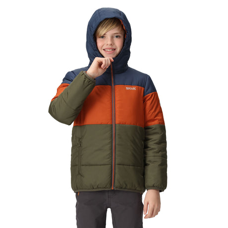 Regatta Kids' Lofthouse VII Hooded Jacket Admiral Blue/Burnt Copper/Dark Khaki / Age 3-4-Admiral Blue/Burnt Copper/Dark Khaki / Age 5-6-Admiral Blue/Burnt Copper/Dark Khaki / Age 7-8-Admiral Blue/Burnt Copper/Dark Khaki / Age 9-10-Admiral Blue/Burnt Copper/Dark Khaki / Age 11-12 - 53 Degrees North 