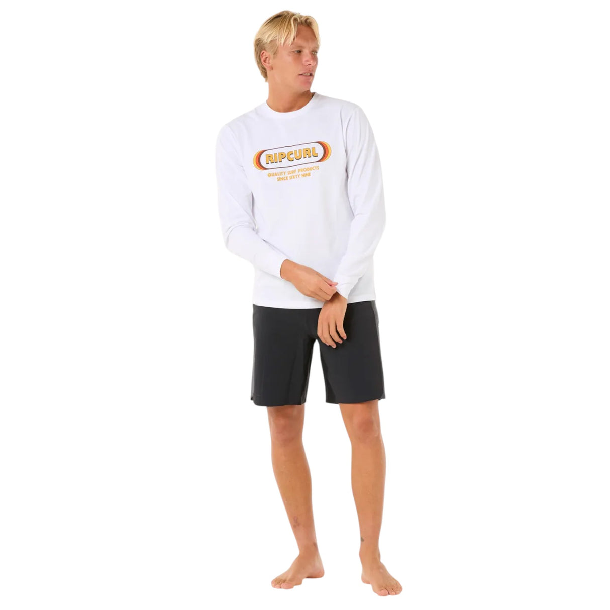 Ripcurl Men's Icons Of Surf UPF Long Sleeve Rash Vest Black / Small-Black / Medium-Black / Large-Black / X-Large-White / Small - 53 Degrees North 