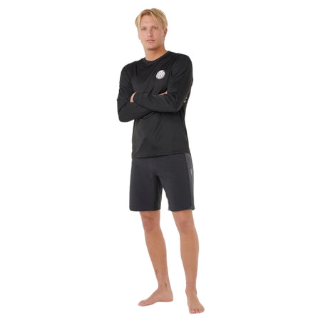 Ripcurl Men's Icons Of Surflite UPF Long Sleeve Rash Vest Black / Small-Black / Medium-Black / Large-Black / X-Large - 53 Degrees North 