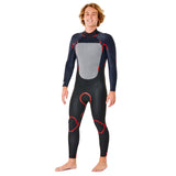 Ripcurl Men's Omega 3/2mm Steamer Back Zip Wetsuit Red / Small-Red / Medium-Red / Large-Red / X-Large-Red / XX-Large - 53 Degrees North 