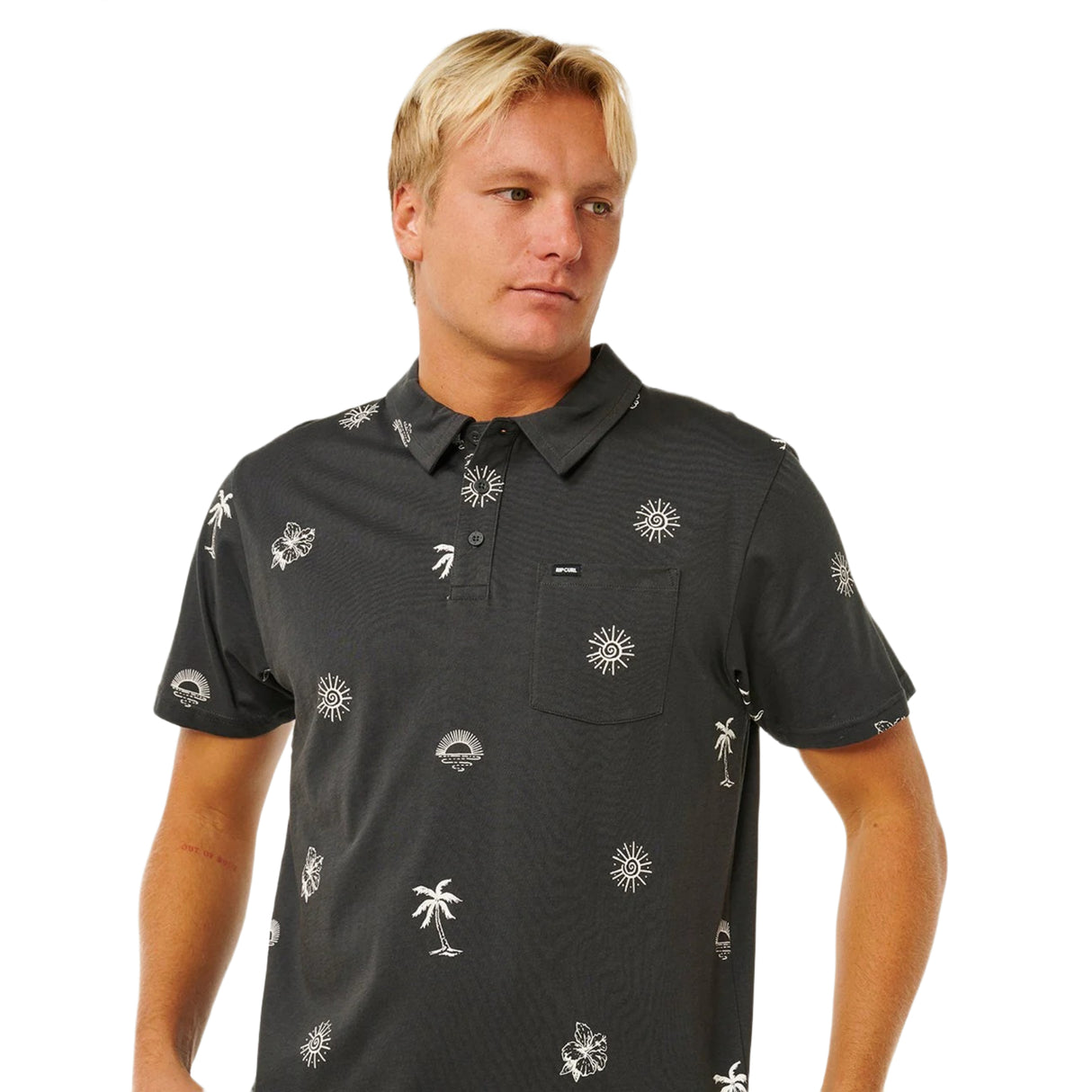 Ripcurl Men's Sessions Polo Shirt Washed Black / Small-Washed Black / Medium-Washed Black / Large-Washed Black / X-Large - 53 Degrees North 