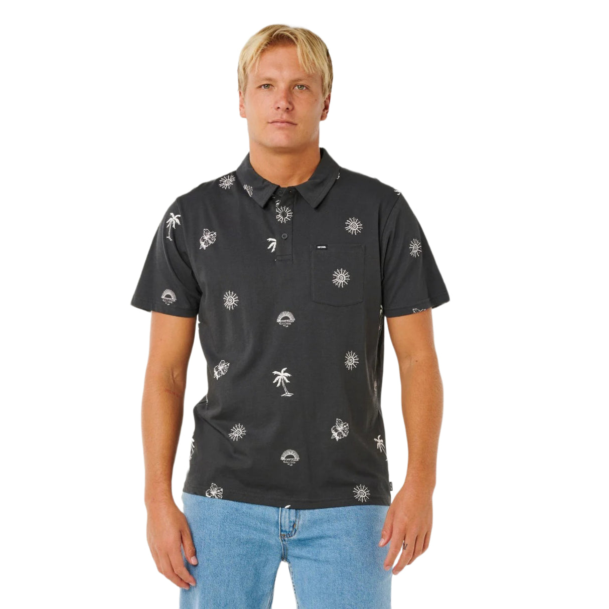 Ripcurl Men's Sessions Polo Shirt Washed Black / Small-Washed Black / Medium-Washed Black / Large-Washed Black / X-Large - 53 Degrees North 