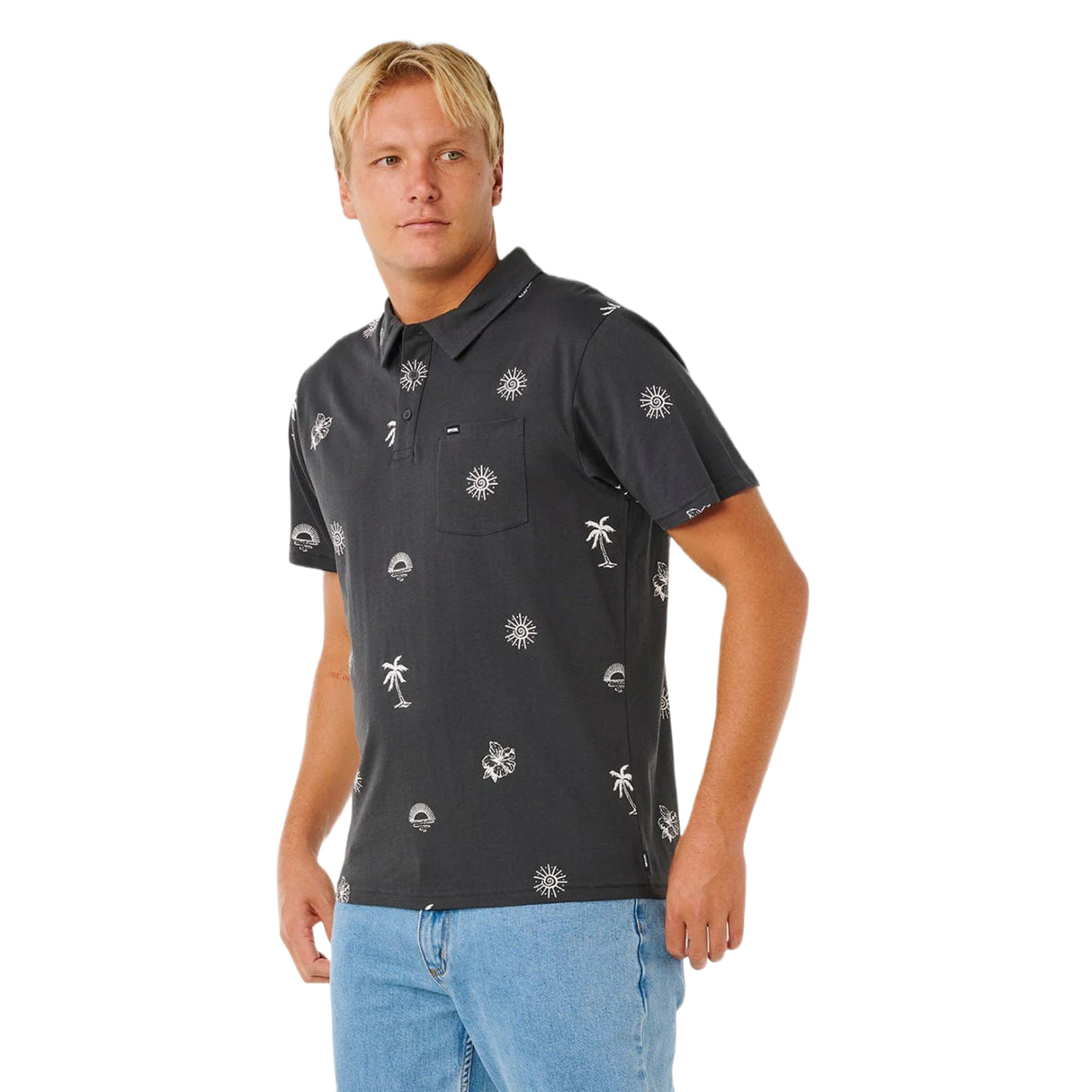 Ripcurl Men's Sessions Polo Shirt Washed Black / Small-Washed Black / Medium-Washed Black / Large-Washed Black / X-Large - 53 Degrees North 