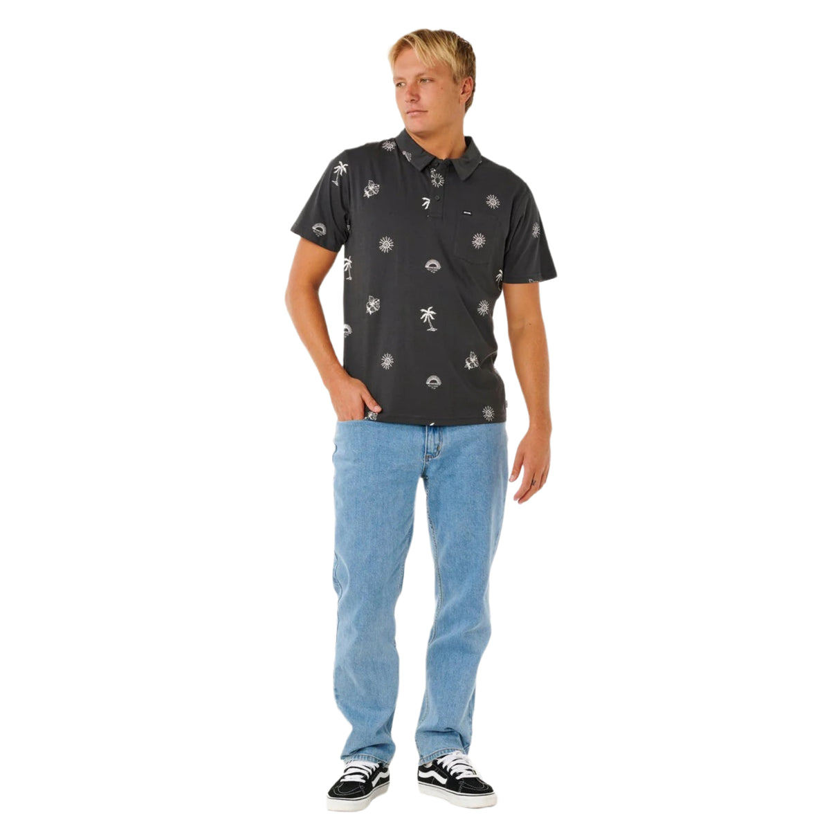Ripcurl Men's Sessions Polo Shirt Washed Black / Small-Washed Black / Medium-Washed Black / Large-Washed Black / X-Large - 53 Degrees North 