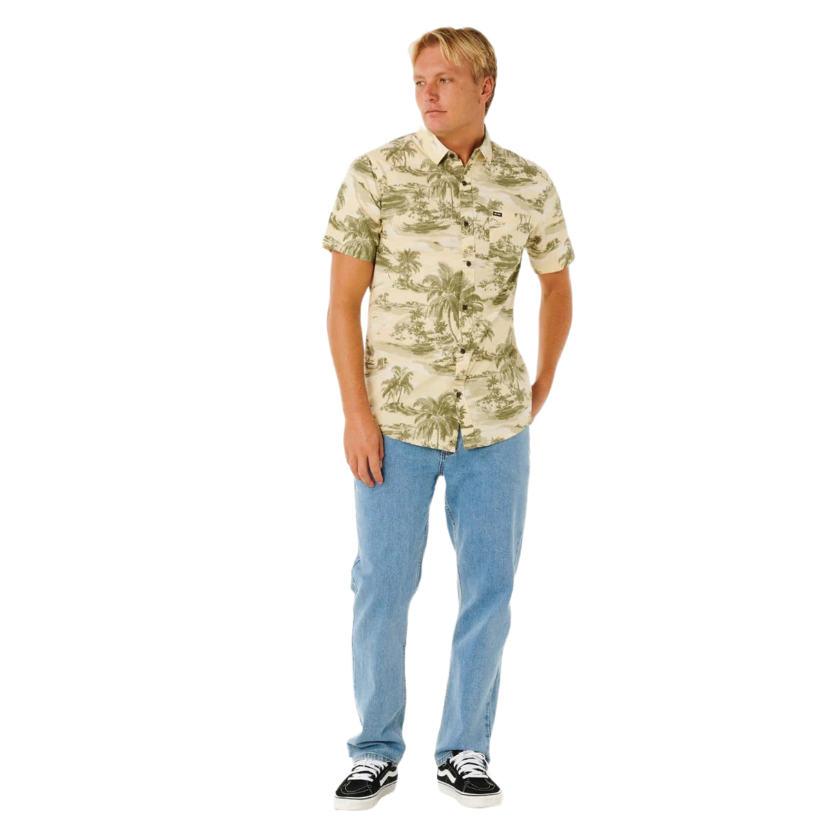 Ripcurl Men's Sessions Short Sleeve Button Shirt Vintage White / Small-Vintage White / Medium-Vintage White / Large-Vintage White / X-Large - 53 Degrees North 