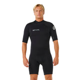 Ripcurl Men's Trad Back Zip Short Sleeve Spring 22 Flat Lock Wetsuit Black / Small-Black / Medium-Black / Large-Black / X-Large - 53 Degrees North 