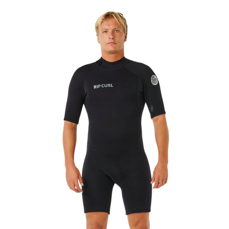 Ripcurl Men's Trad Back Zip Short Sleeve Spring 22 Flat Lock Wetsuit Black / Small-Black / Medium-Black / Large-Black / X-Large - 53 Degrees North 
