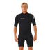 Ripcurl Men's Trad Back Zip Short Sleeve Spring 22 Flat Lock Wetsuit Black / Small-Black / Medium-Black / Large-Black / X-Large - 53 Degrees North 