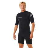 Ripcurl Men's Trad Back Zip Short Sleeve Spring 22 Flat Lock Wetsuit Black / Small-Black / Medium-Black / Large-Black / X-Large - 53 Degrees North 
