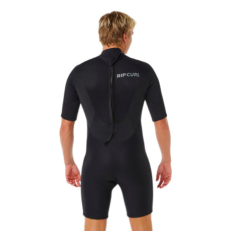 Ripcurl Men's Trad Back Zip Short Sleeve Spring 22 Flat Lock Wetsuit Black / Small-Black / Medium-Black / Large-Black / X-Large - 53 Degrees North 