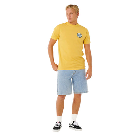 Ripcurl Men's Wettie Passage Icon T-Shirt Ochre / Small-Ochre / Medium-Ochre / Large-Ochre / X-Large-Faded Denim / Small - 53 Degrees North 
