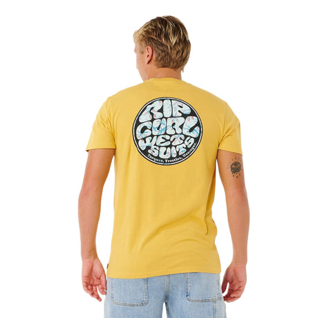 Ripcurl Men's Wettie Passage Icon T-Shirt Ochre / Small-Ochre / Medium-Ochre / Large-Ochre / X-Large-Faded Denim / Small - 53 Degrees North 