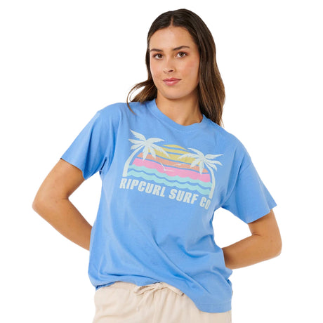 Ripcurl Women's Malibu Relaxed T-Shirt Cornflower Blue / X-Small-Cornflower Blue / Small-Cornflower Blue / Medium-Cornflower Blue / Large-Cornflower Blue / X-Large - 53 Degrees North 