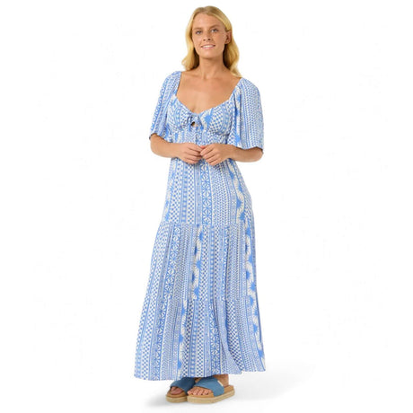 Ripcurl Women's San Carlos Short Sleeve Maxi Dress Blue / X-Small-Blue / Small-Blue / Medium-Blue / Large-Blue / X-Large - 53 Degrees North 