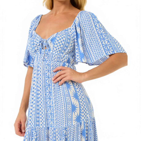 Ripcurl Women's San Carlos Short Sleeve Maxi Dress Blue / X-Small-Blue / Small-Blue / Medium-Blue / Large-Blue / X-Large - 53 Degrees North 