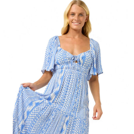 Ripcurl Women's San Carlos Short Sleeve Maxi Dress Blue / X-Small-Blue / Small-Blue / Medium-Blue / Large-Blue / X-Large - 53 Degrees North 