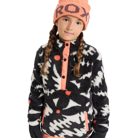 Roxy Girls' Alabama Fleece True Black Big Flower / Age 7-8-True Black Big Flower / Age 9-10-True Black Big Flower / Age 11-12-True Black Big Flower / Age 13-14-True Black Big Flower / Age 15-16 - 53 Degrees North 