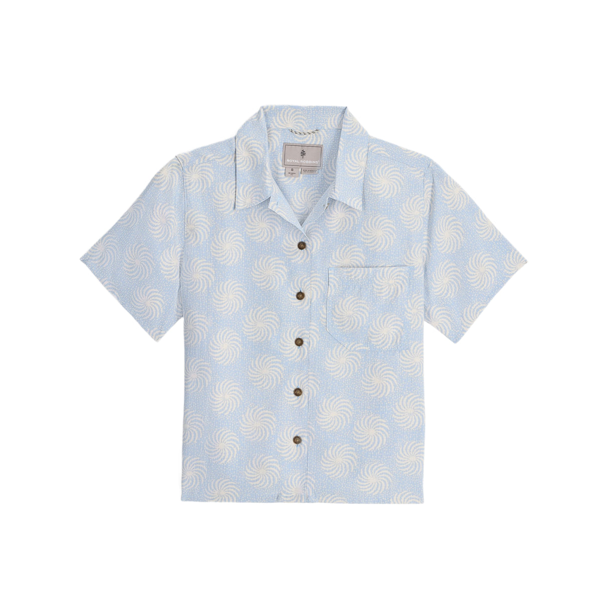 Royal Robbins Women's Camino Pucker Short Sleeve Button Shirt Sage Leaf Botanist Print / X-Small-Sage Leaf Botanist Print / Small-Sage Leaf Botanist Print / Medium-Sage Leaf Botanist Print / Large-Sage Leaf Botanist Print / X-Large - 53 Degrees North 