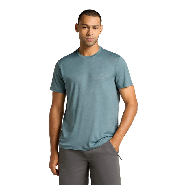 Icebreaker Men's Merino 150 Tech Lite T-Shirt Single Line Camp Blue Ash / Small-Blue Ash / Medium-Blue Ash / Large-Blue Ash / X-Large #- 53 Degrees North 