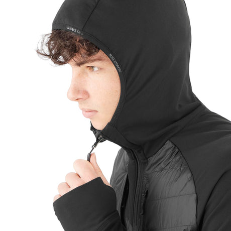 Salomon Men's Elixir Hybrid Hooded Insulated Jacket Deep Black / Small-Deep Black / Medium-Deep Black / Large-Deep Black / X-Large-Deep Black / XX-Large - 53 Degrees North 