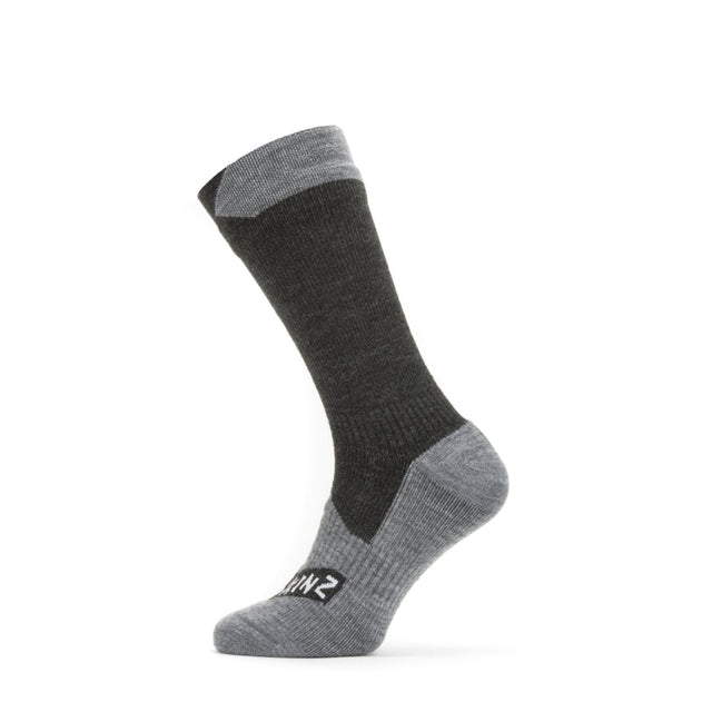 Sealskinz Raynham Waterproof All Weather Mid Length Socks Black/Grey Marl / Small - 53 Degrees North
