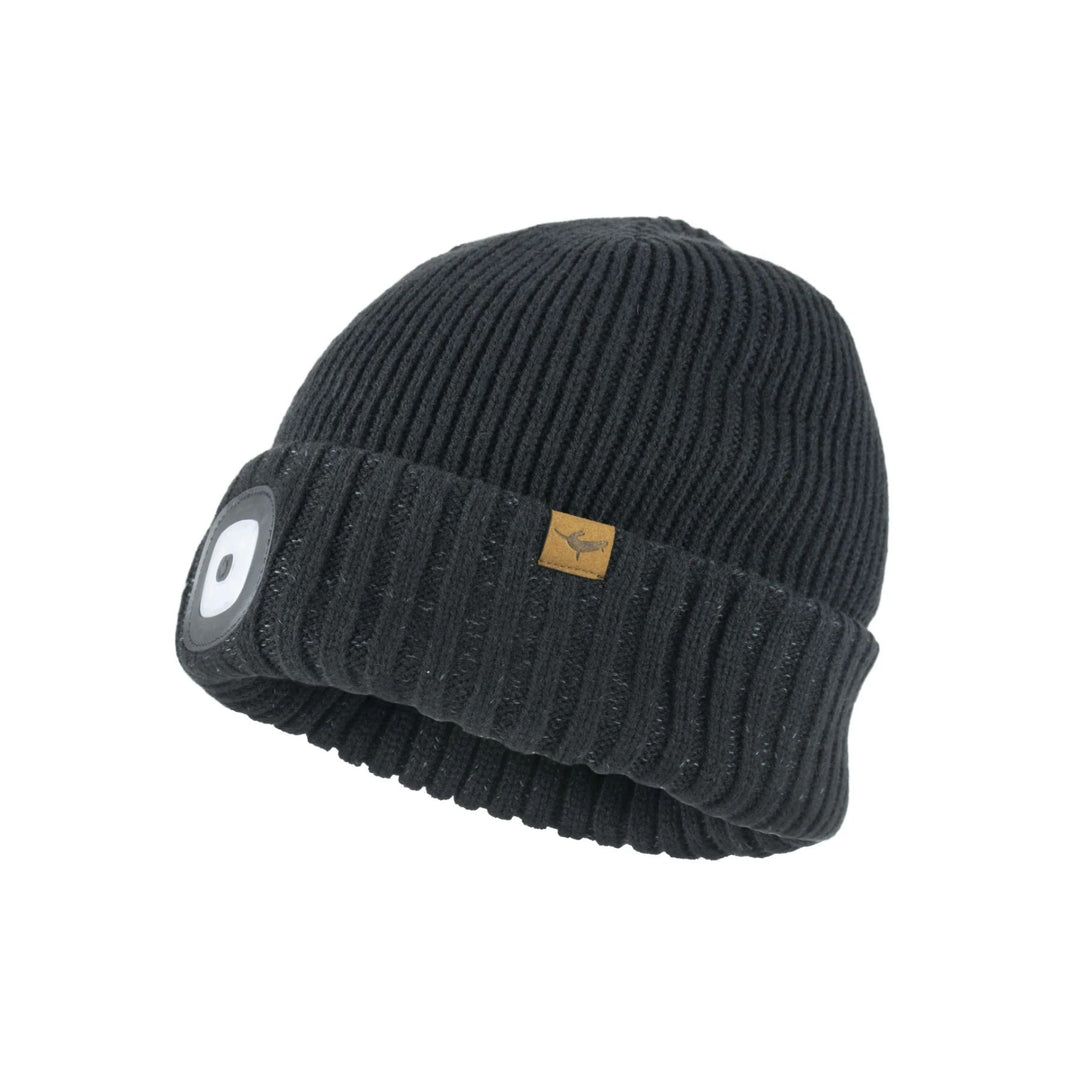 Seal Skinz Heydon Waterproof Cold Weather LED Roll Cuff Beanie #color_black