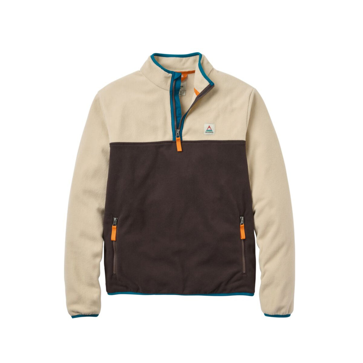 Passenger Men's Set Off Recycled Polar Quarter Zip Fleece Geo Stripe Birch / Small-Geo Stripe Birch / Medium-Geo Stripe Birch / Large-Geo Stripe Birch / X-Large-Oatmeal/Espresso / Small #- 53 Degrees North 