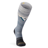 Smartwool Men's Snowboard Full Cushion Mountain Geo Pattern OTC Socks Pewter Blue / Large (UK 8-10.5)-Picante / Large (UK 8-10.5) - 53 Degrees North 