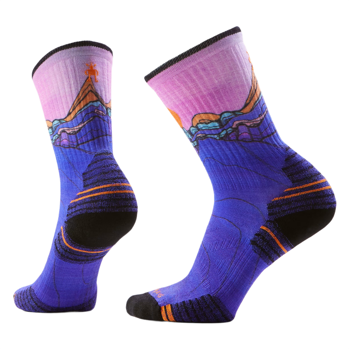 Smartwool Women's Hike Targeted Cushion Mountain Sunrise Print Crew Socks Deep Navy / Medium (UK 5-7.5) - 53 Degrees North 