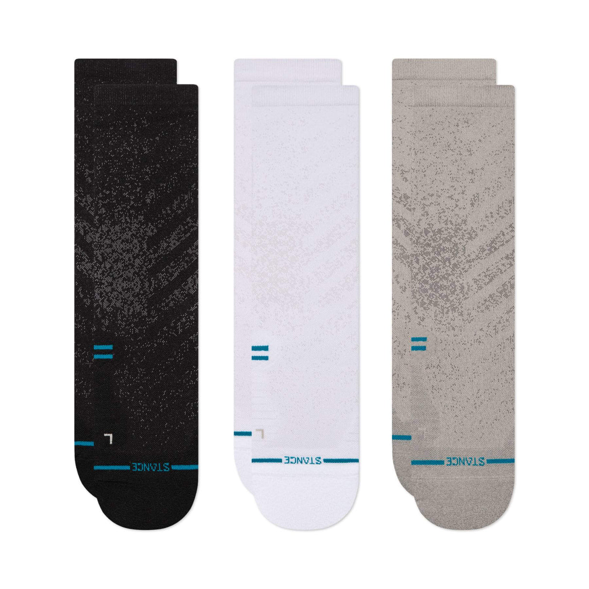 Stance Run Light Crew Socks - 3 Pack Multi / Small (UK 3-5.5)-Multi / Medium (UK 5.5-8)-Multi / Large (UK 8.5-11.5) - 53 Degrees North 