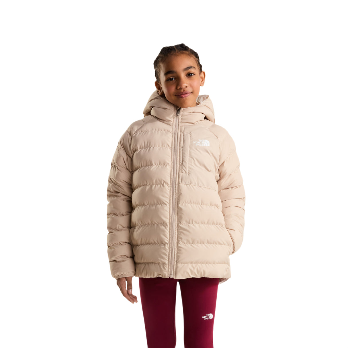 The North Face Girls' Reversible Perrito Hooded Jacket Timeless Taupe / Age 7-8 - 53 Degrees North