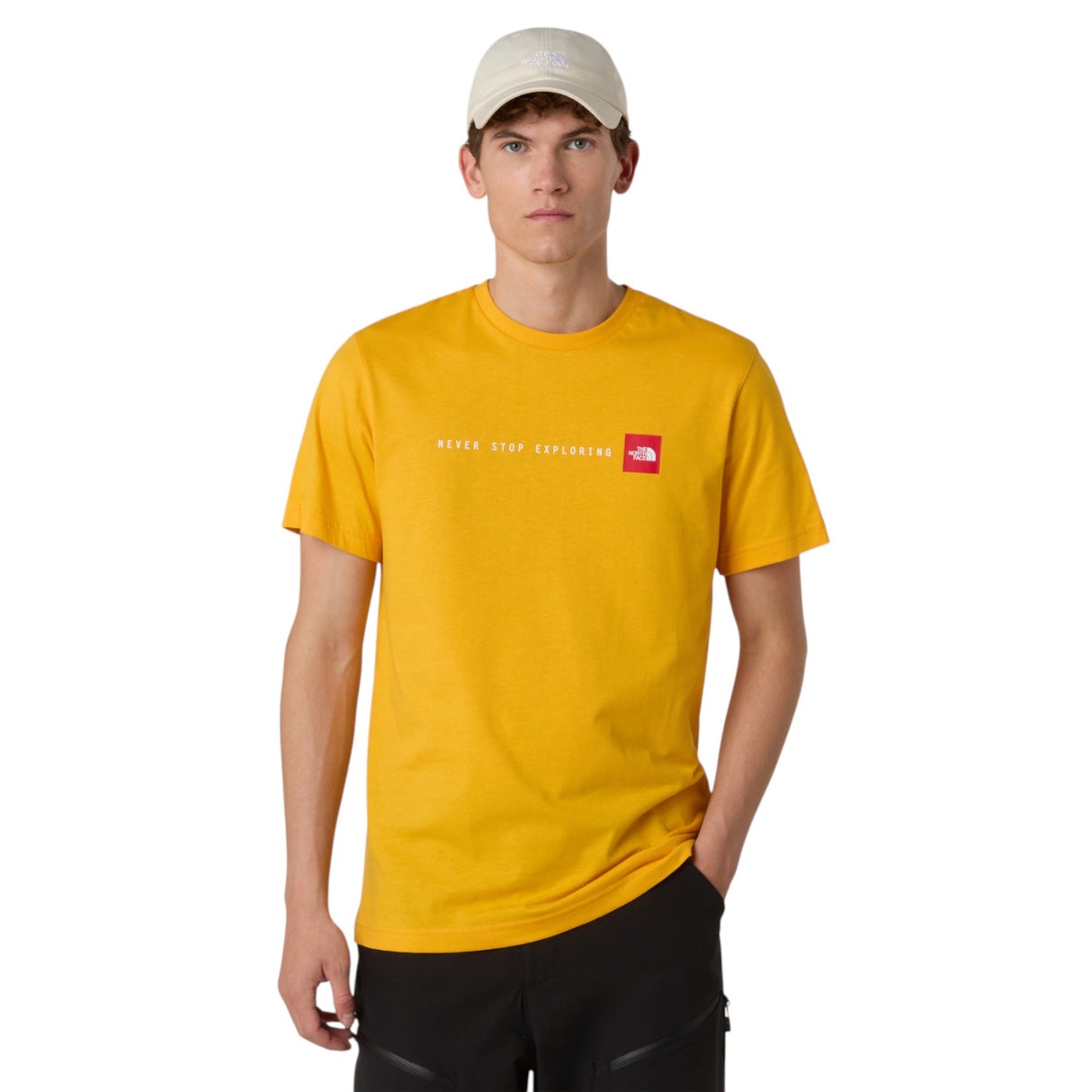The North Face Men's Short Sleeve Never Stop Exploring T-Shirt Summit Gold / Small-Summit Gold / Medium-Summit Gold / Large-Summit Gold / X-Large-Summit Gold / XX-Large - 53 Degrees North 