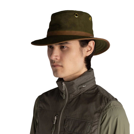 Tilley TWC7 Outback Waxed Adventure Hat Green/British Tan / 56cm - 53 Degrees North