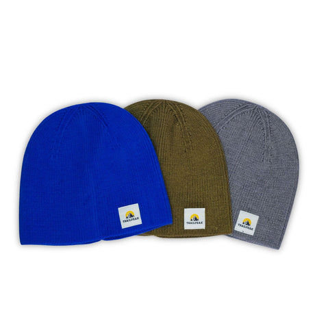 Trailpeak Soft Knit Uncuffed Beanie Grey-Black-Blue-Green - 53 Degrees North 