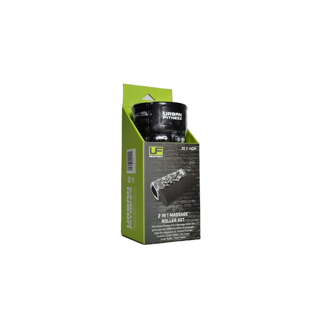 Urban Fitness 2 in 1 Massage Roller Set Black/Silver - 53 Degrees North 