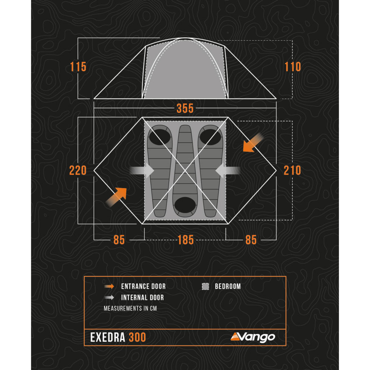 Vango Exedra 300 3-Person Tent Forest Green - 53 Degrees North 