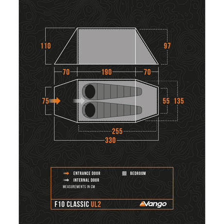 Vango F10 Classic UL 2-Person Tent Burnt Orange - 53 Degrees North 