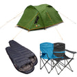 Vango Festival Pack - 1 Tent + 2 Sleeping Bags + 2 Chairs Cobalt / Granite Grey - 53 Degrees North