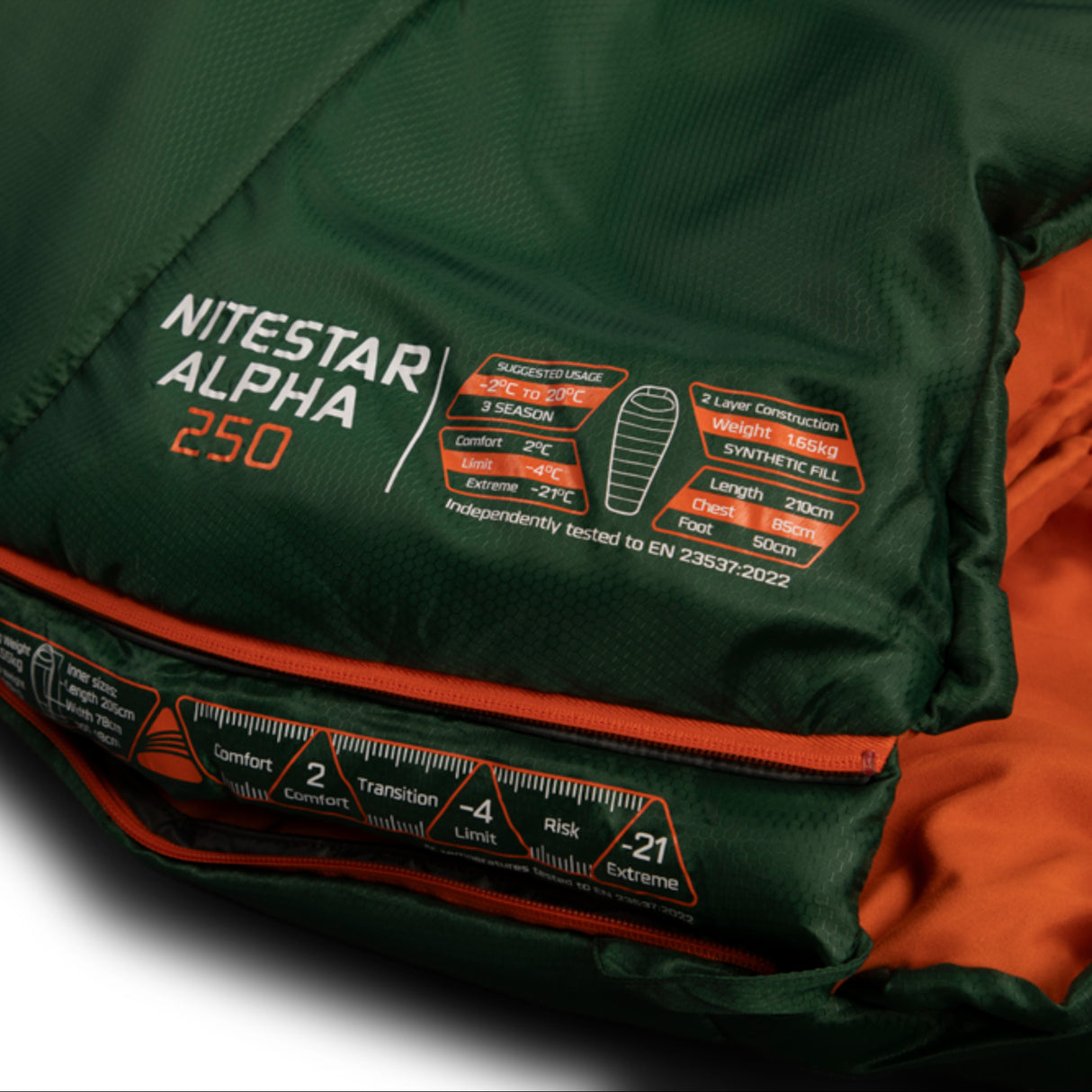 Vango Nitestar Alpha 250 Sleeping Bag Forest Green - 53 Degrees North 