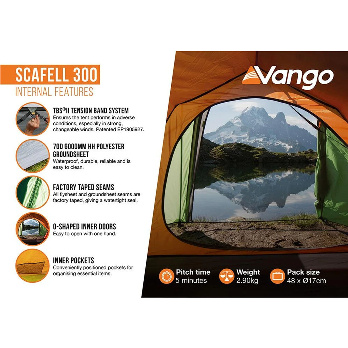 Vango Scafell 300 3-Person Adventure Tent Pamir Green / 3 Person - 53 Degrees North 