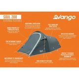 Vango Soul 200 - 2 Person Adventure Tent Deep Blue / 2 Person - 53 Degrees North 
