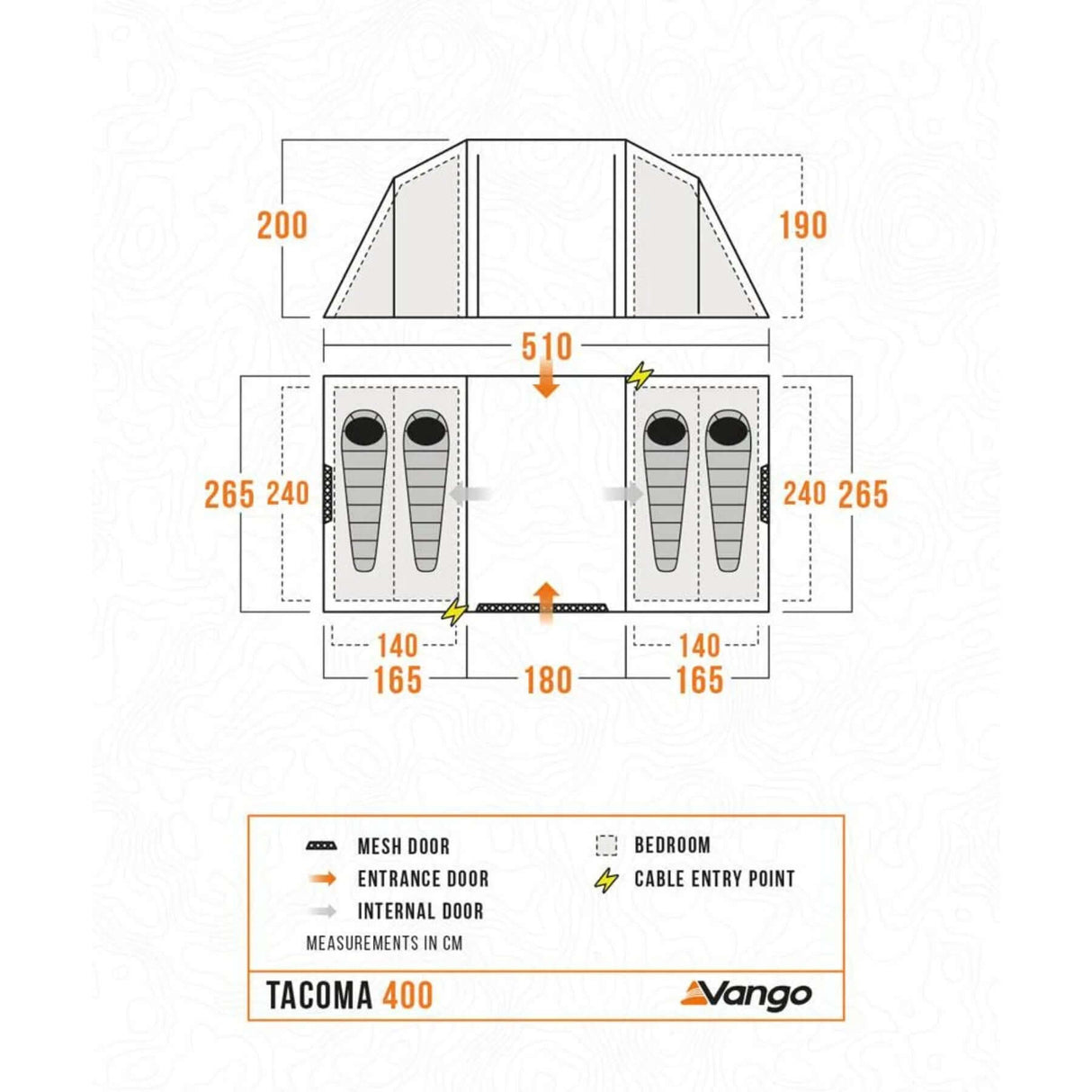 Vango Tacoma 400 Family Tent Deep Blue - 53 Degrees North 