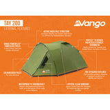 Vango Tay 200 2-Person Tent Peridot Green - 53 Degrees North
