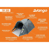 Vango Tay 300 - 3 Person Adventure Tent Deep Blue / 3 Person - 53 Degrees North 