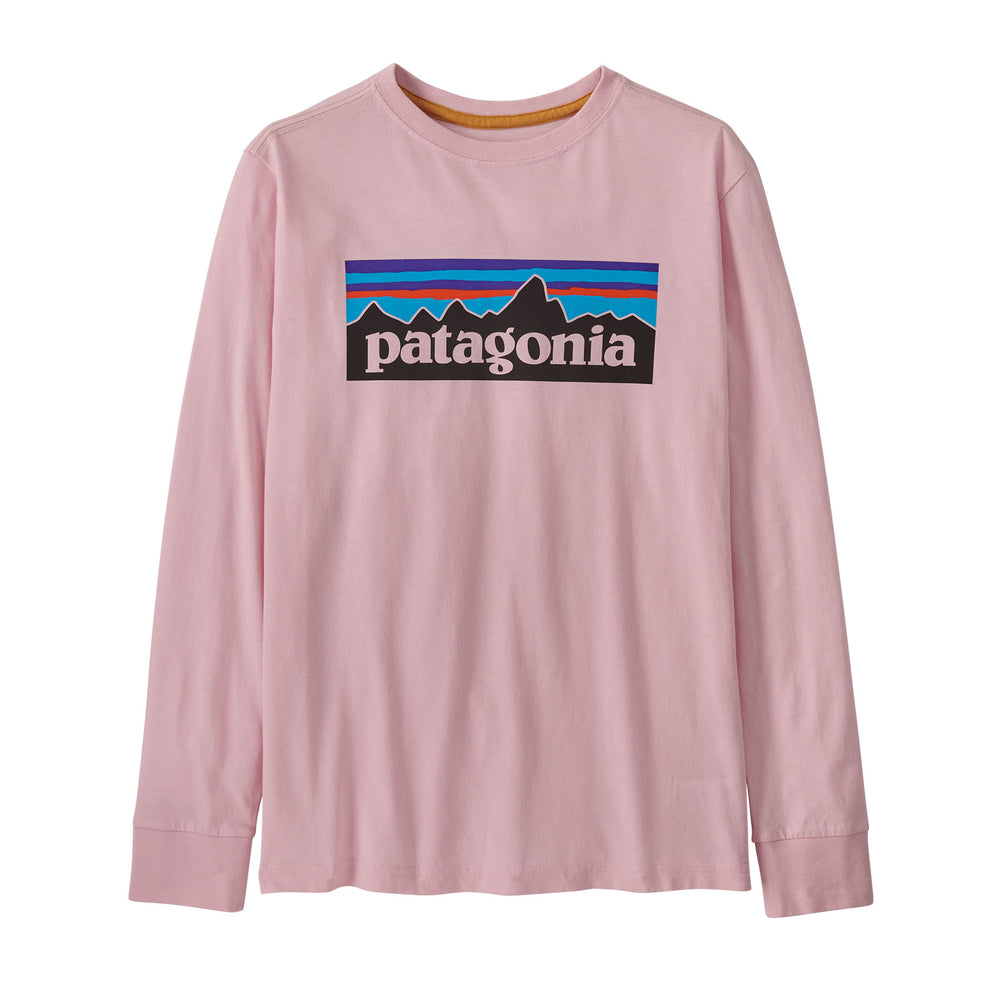 Patagonia Kid's Long Sleeve Regenerative Organic Certified Cotton P-6 T-Shirt #color_peaceful-pink